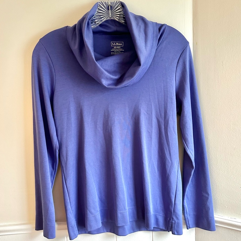 L.L. Bean Women's 100% Pima Cotton Turtleneck Lilac Women’s XS Petite Top